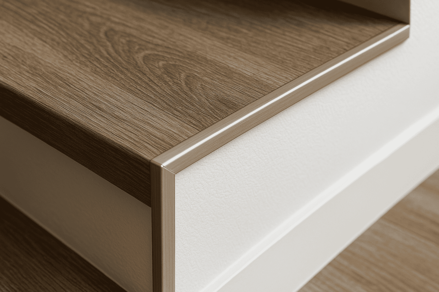 L-trim stair edge detail on vinyl plank stairs