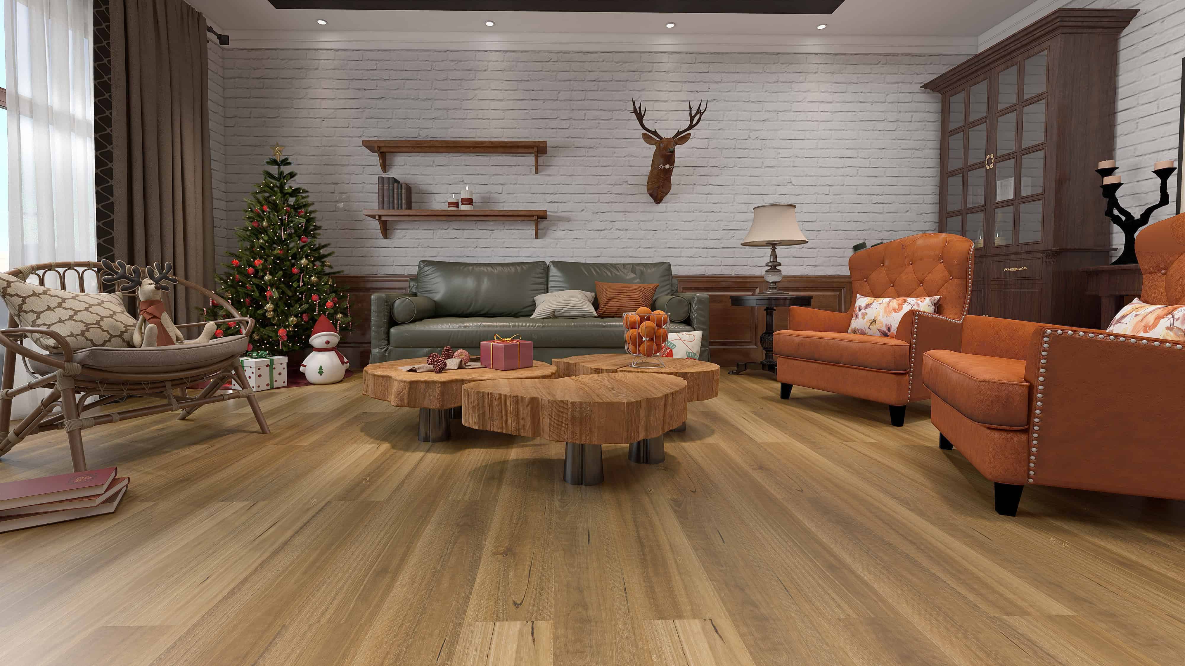Spotted gum hybrid flooring in a Gold Coast living room, Evolved Floors