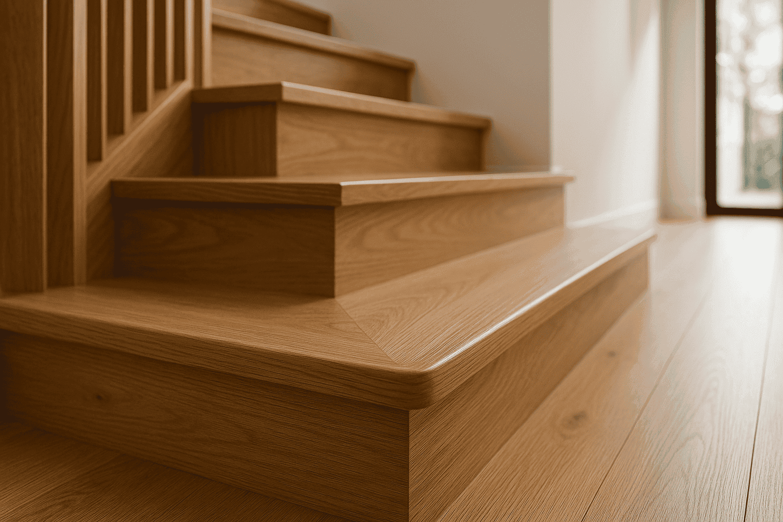 Custom timber nosing on luxury staircase